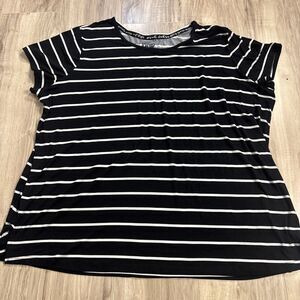 NWOT The Original Muk Luke Black And White Striped Short Sleeved Shirt Size 2X